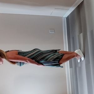 Pretty Multi Colored Backless/Strapless Summer Dress with Asymmetrical Hemline